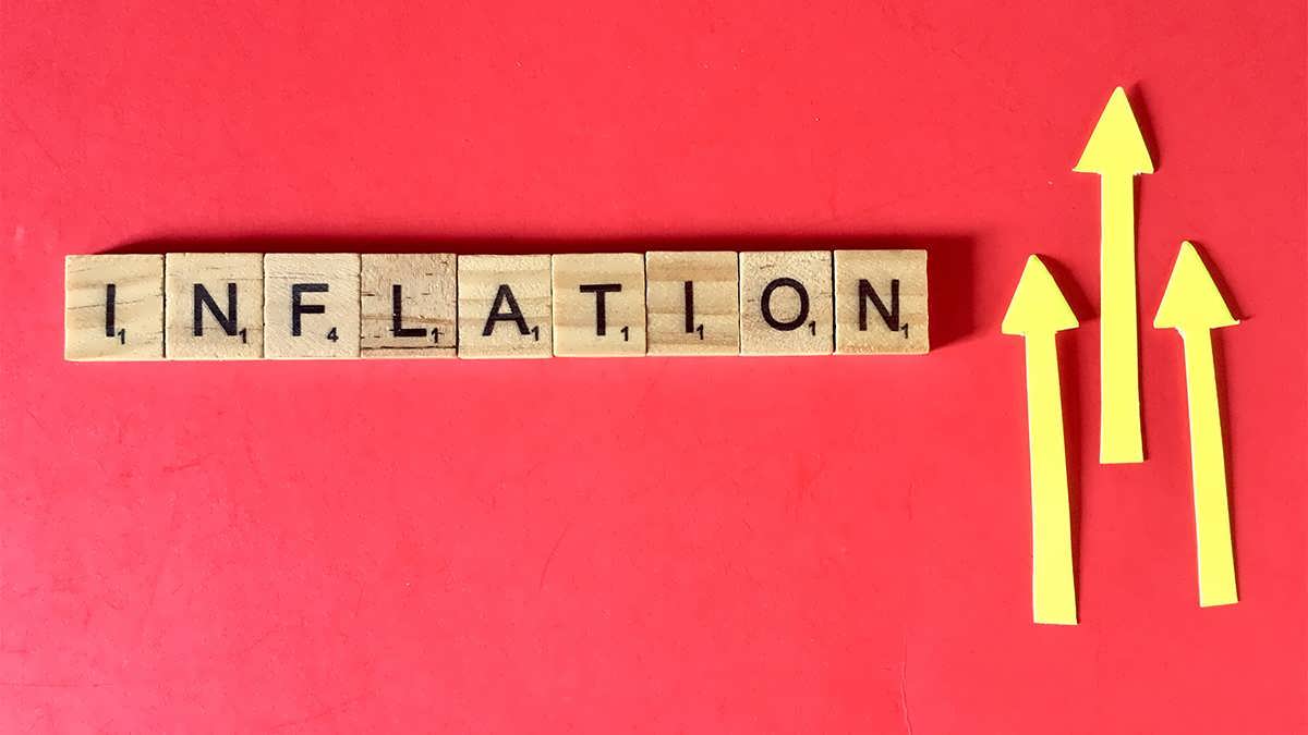 inflation on red background