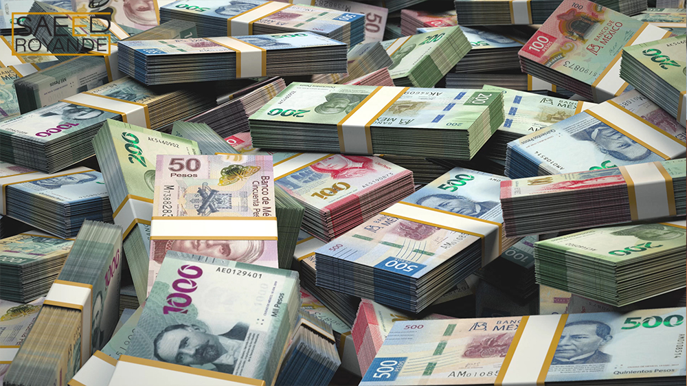 Mexico stacked money bundles