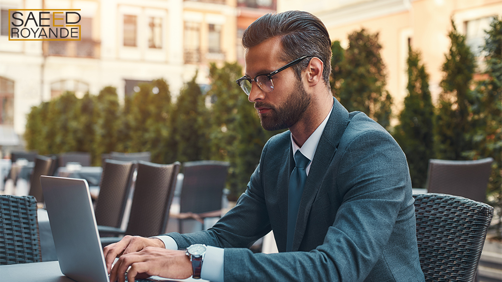 Modern businessman portrait of handsome bearded